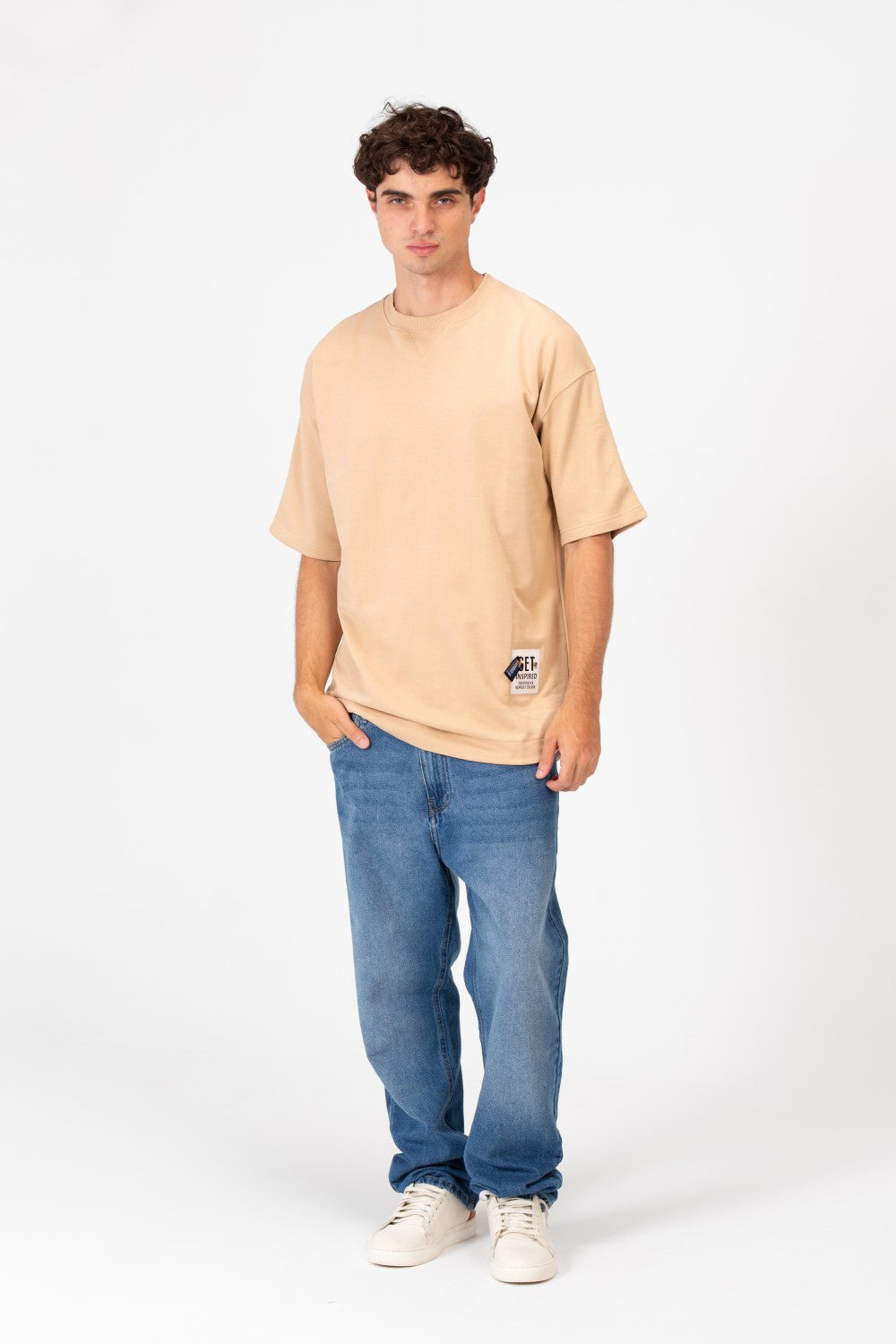 Men's Tomato Oversized Summer Melton Short Sleeves T-Shirt With Back Text Print