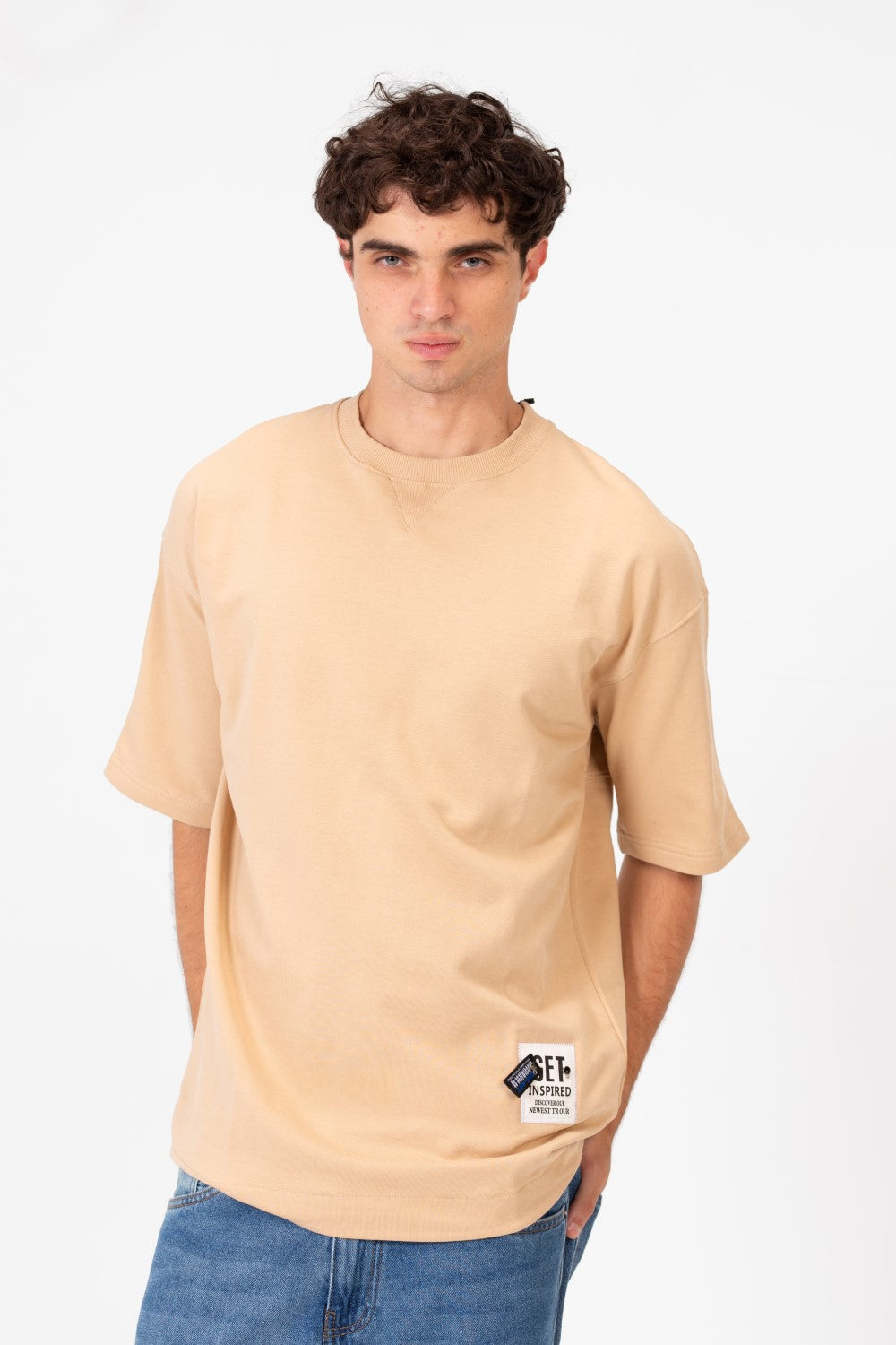 Men's Tomato Oversized Summer Melton Short Sleeves T-Shirt With Back Text Print