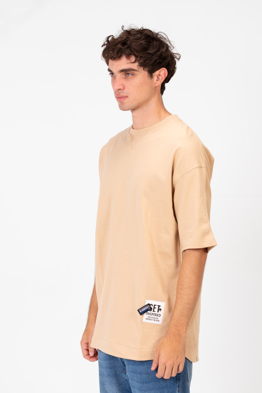 Men's Tomato Oversized Summer Melton Short Sleeves T-Shirt With Back Text Print