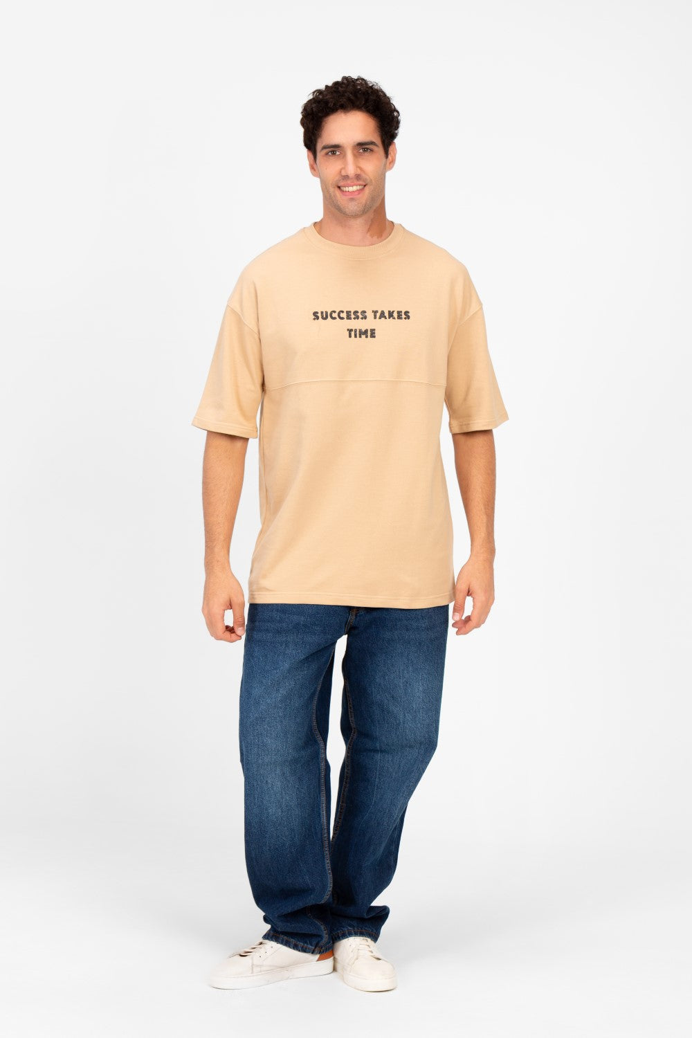 Men's Oversized Melton Text Print T-shirt
