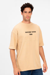 Men's Oversized Melton Text Print T-shirt