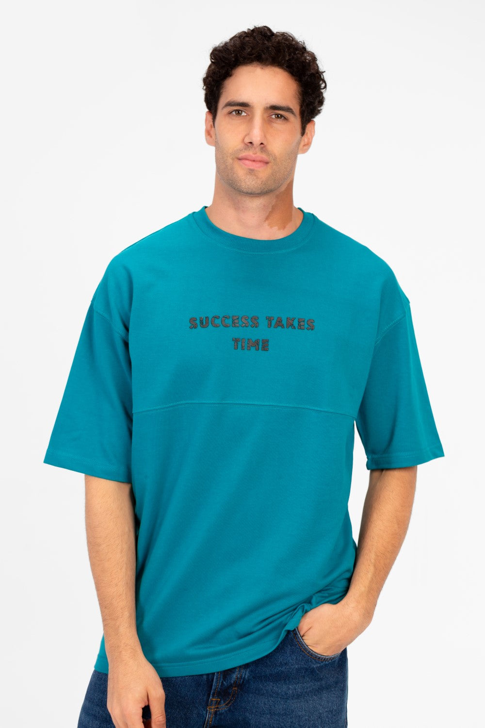 Men's Oversized Melton Text Print T-shirt