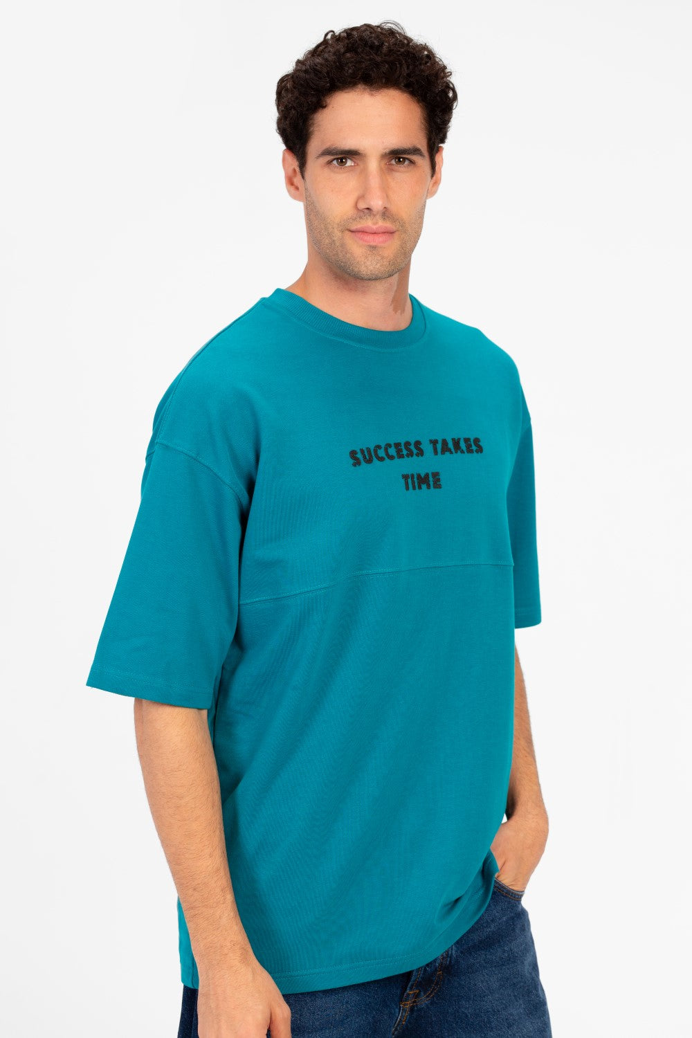 Men's Oversized Melton Text Print T-shirt