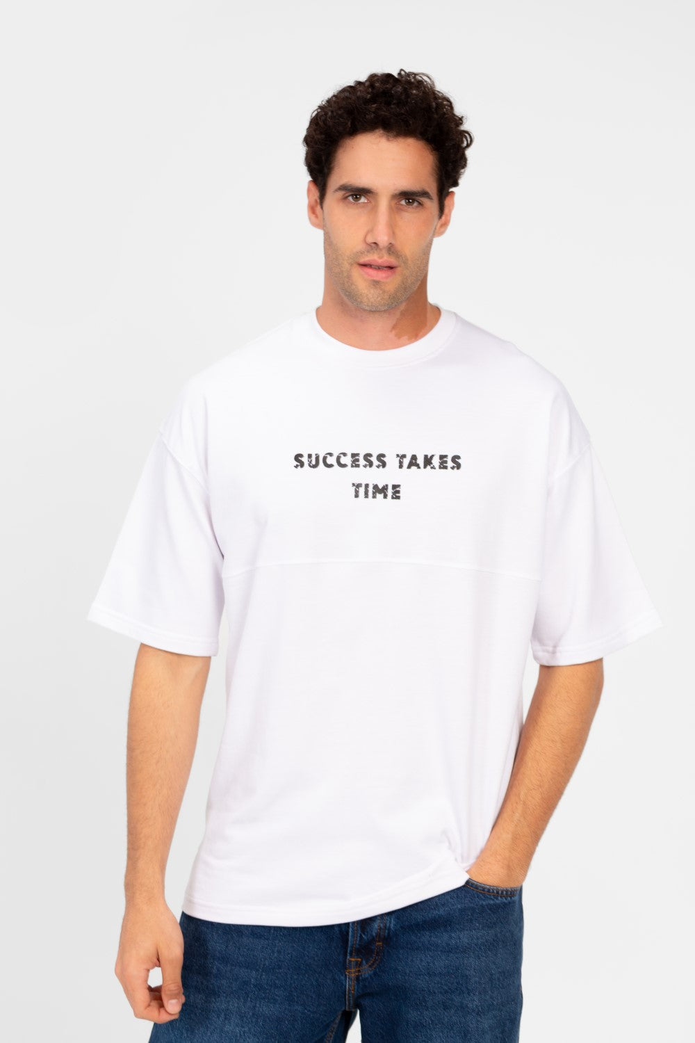 Men's Oversized Melton Text Print T-shirt