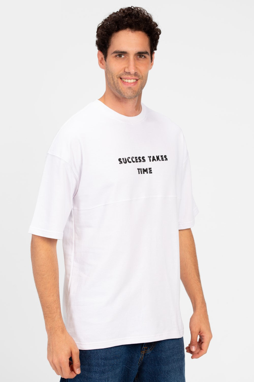 Men's Oversized Melton Text Print T-shirt