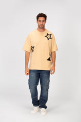 Men's Summer Milton Oversized Half Sleeve Round Neck Stars Print T-Shirt