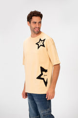 Men's Summer Milton Oversized Half Sleeve Round Neck Stars Print T-Shirt