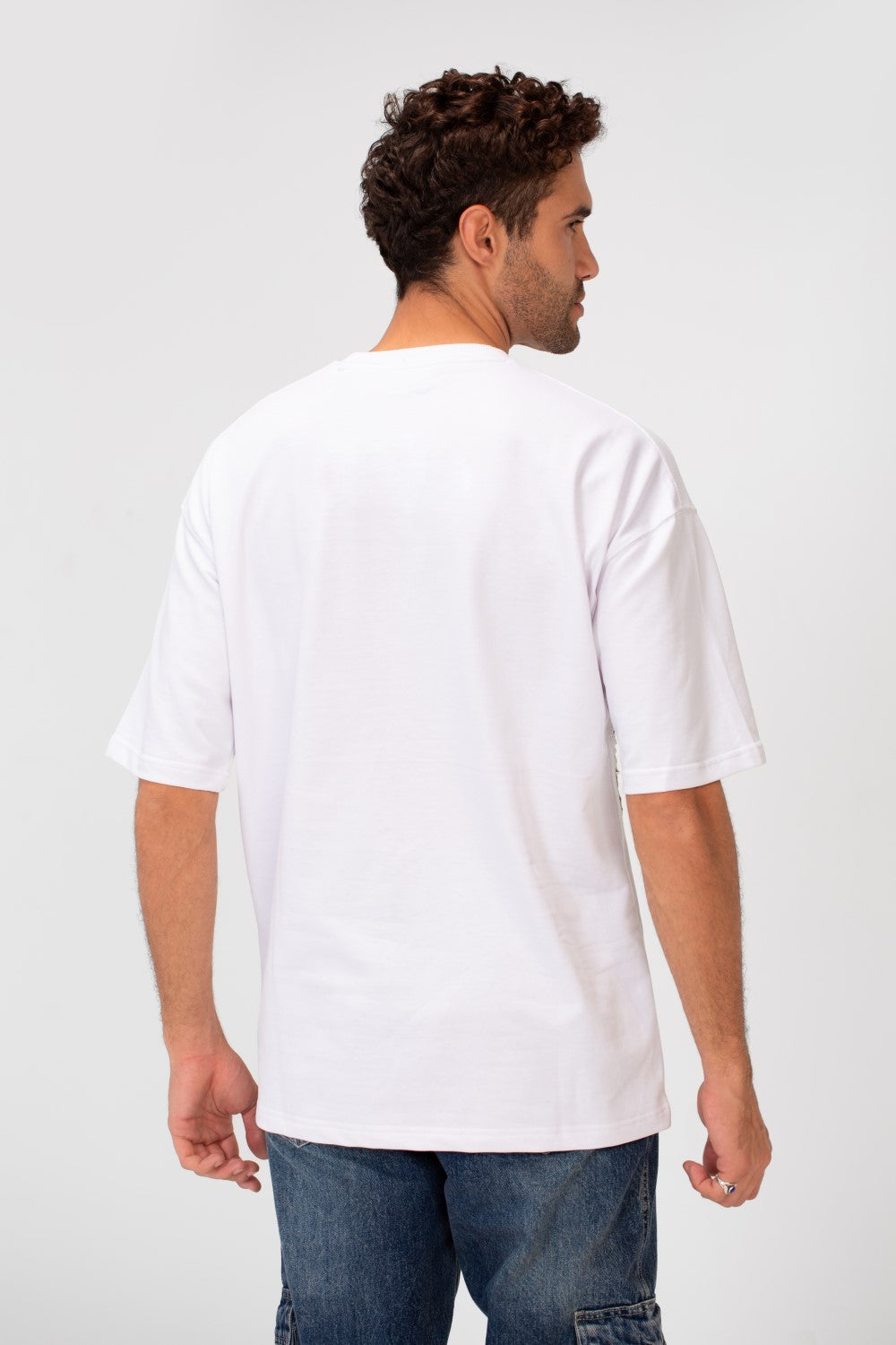 Men's Summer Milton Oversized Half Sleeve Round Neck Stars Print T-Shirt