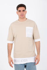 Mens Oversize Basic T-shirt With A Round Neck And Front Print