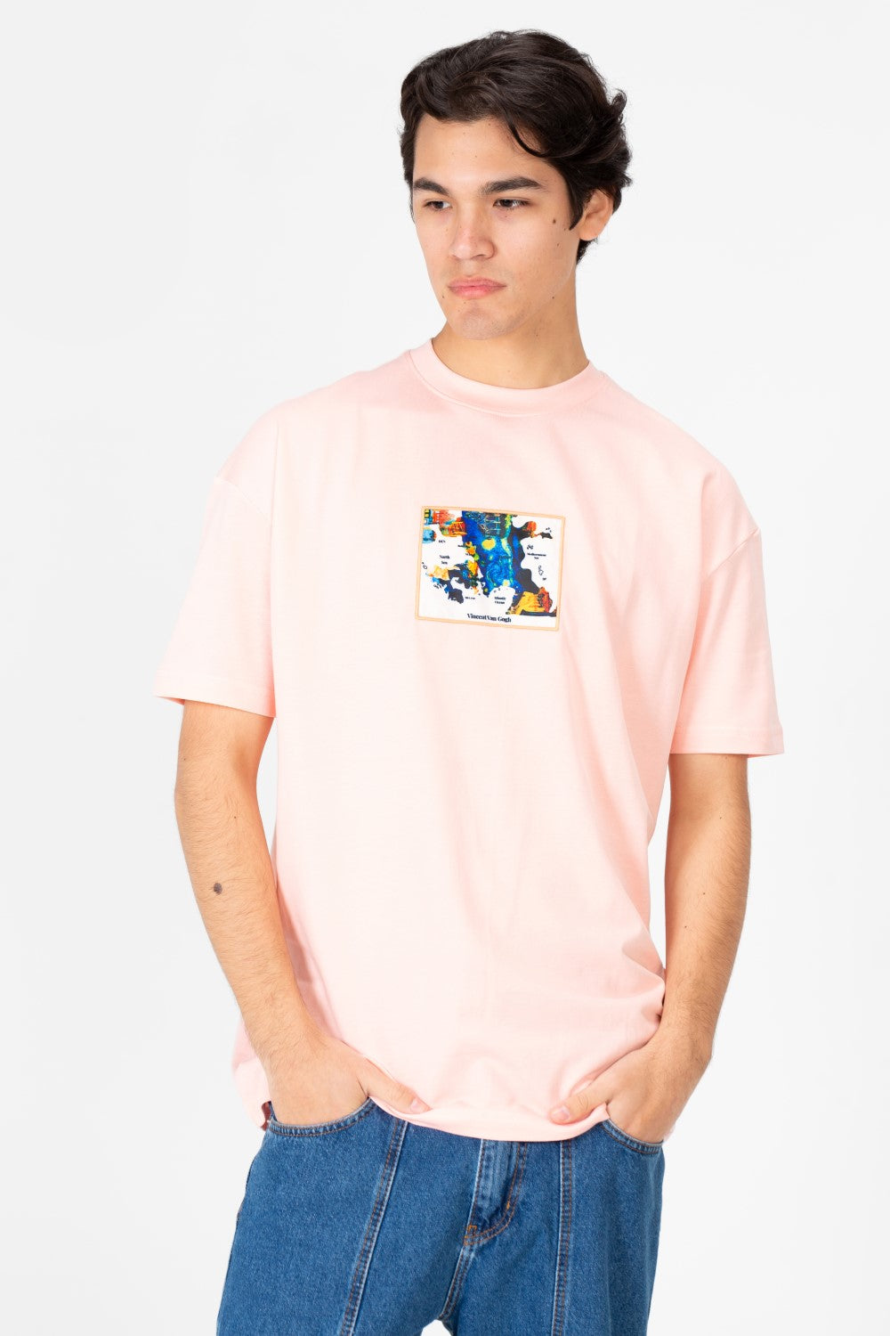 Men's Van Gogh Print Oversized Half Sleeve T-Shirt