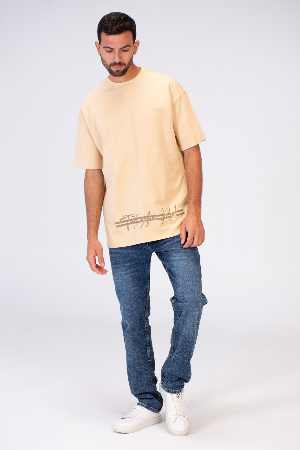 Mens Oversize Round Neck Printed T-shirt With Summer Melton Material