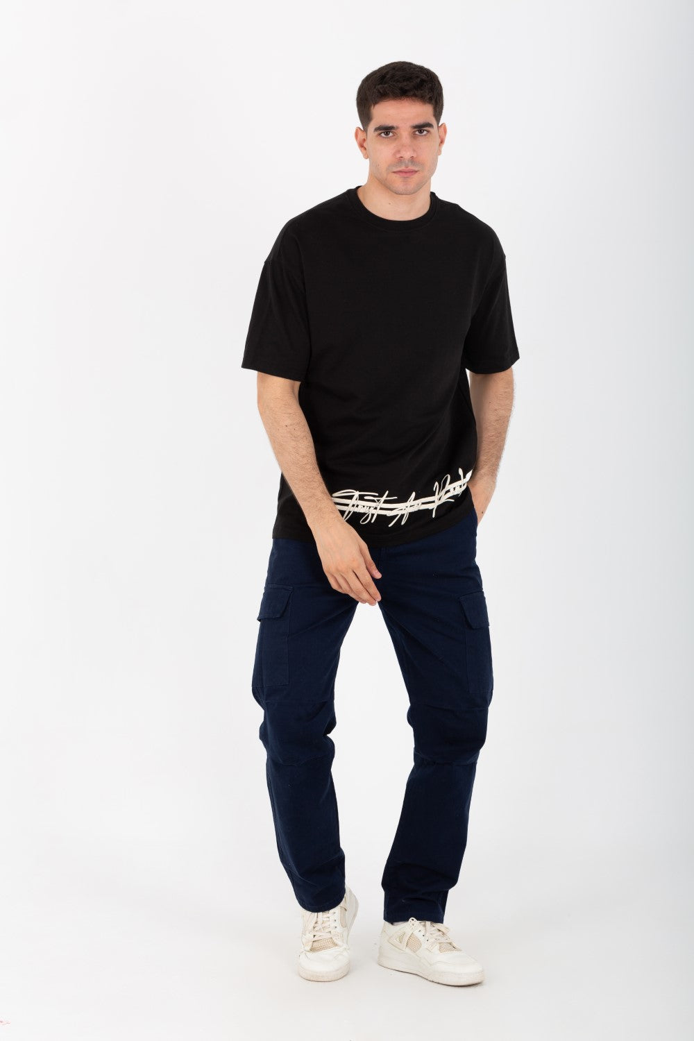 Mens Oversize Round Neck Printed T-shirt With Summer Melton Material