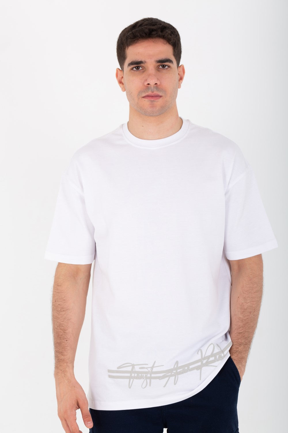 Mens Oversize Round Neck Printed T-shirt With Summer Melton Material