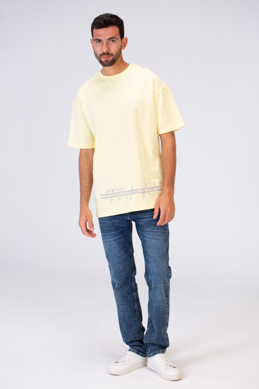 Mens Oversize Round Neck Printed T-shirt With Summer Melton Material