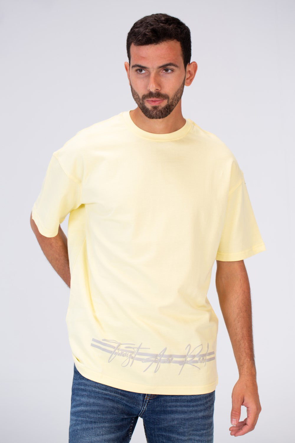 Mens Oversize Round Neck Printed T-shirt With Summer Melton Material