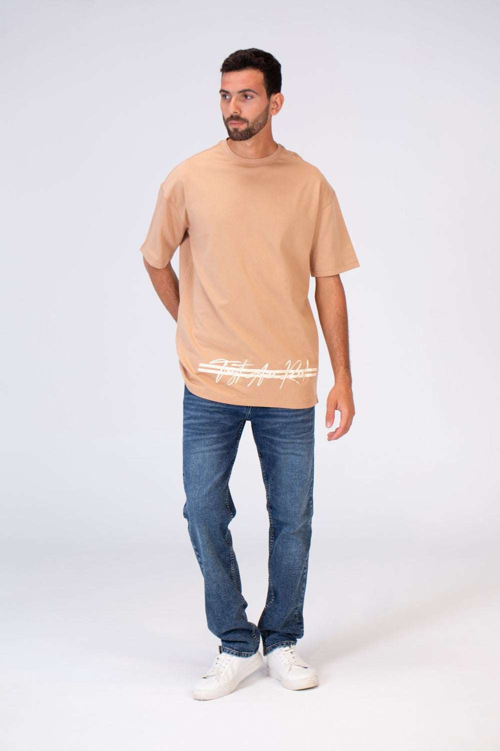 Mens Oversize Round Neck Printed T-shirt With Summer Melton Material