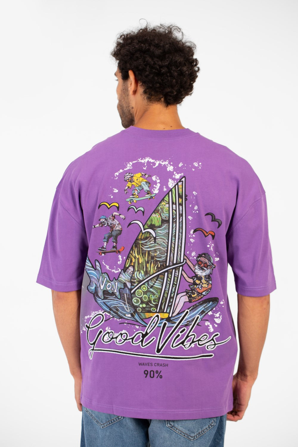 Men's Summer Graphic Print Oversized Round Neck Short Sleeve T-Shirt