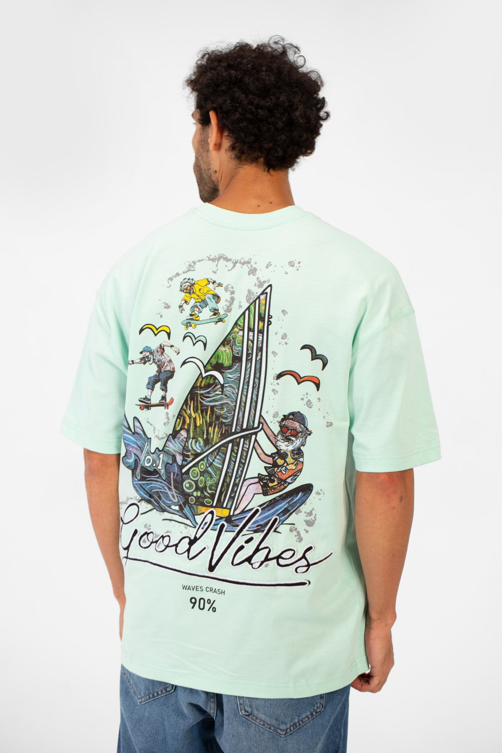 Men's Summer Graphic Print Oversized Round Neck Short Sleeve T-Shirt