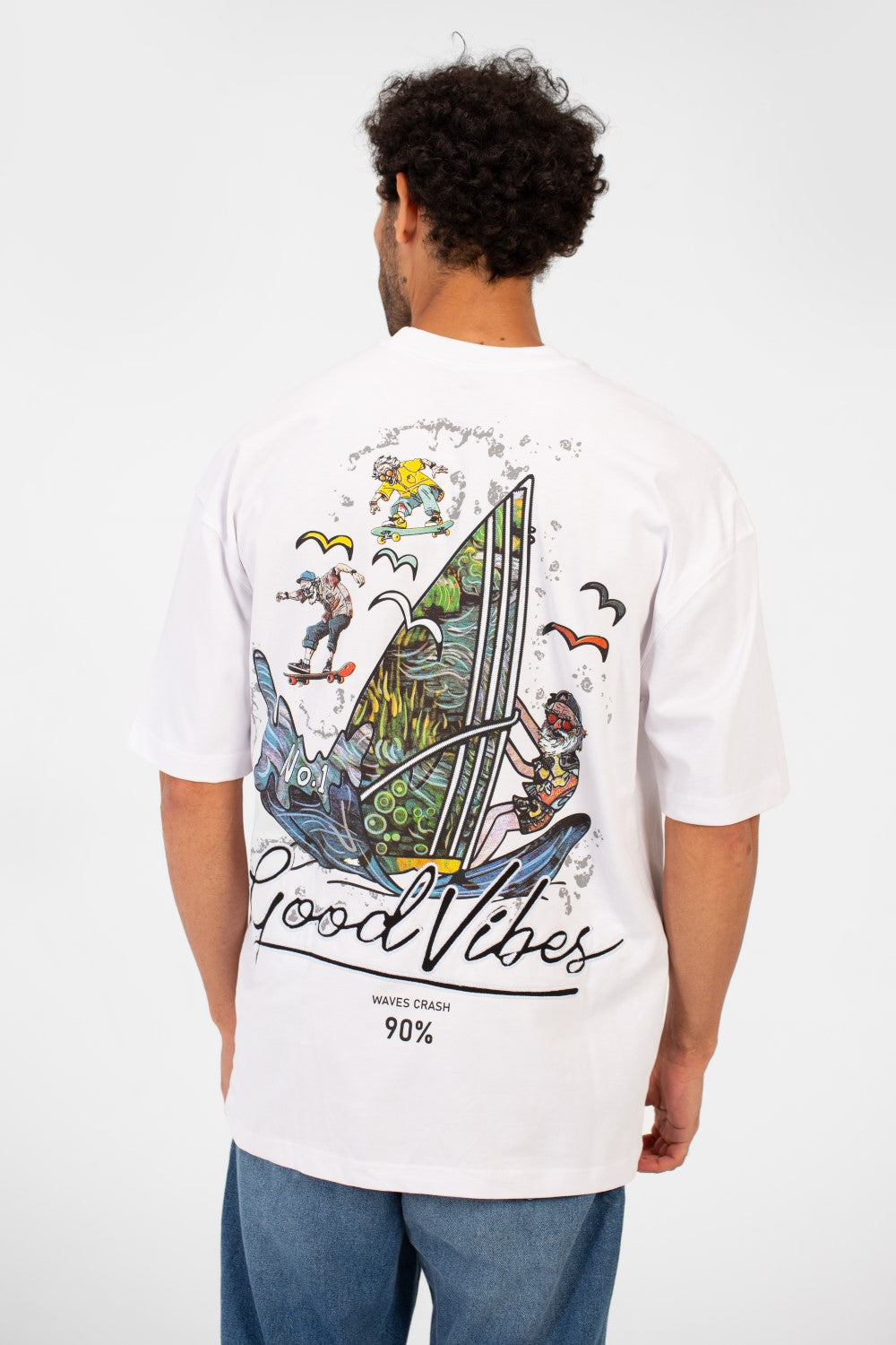 Men's Summer Graphic Print Oversized Round Neck Short Sleeve T-Shirt