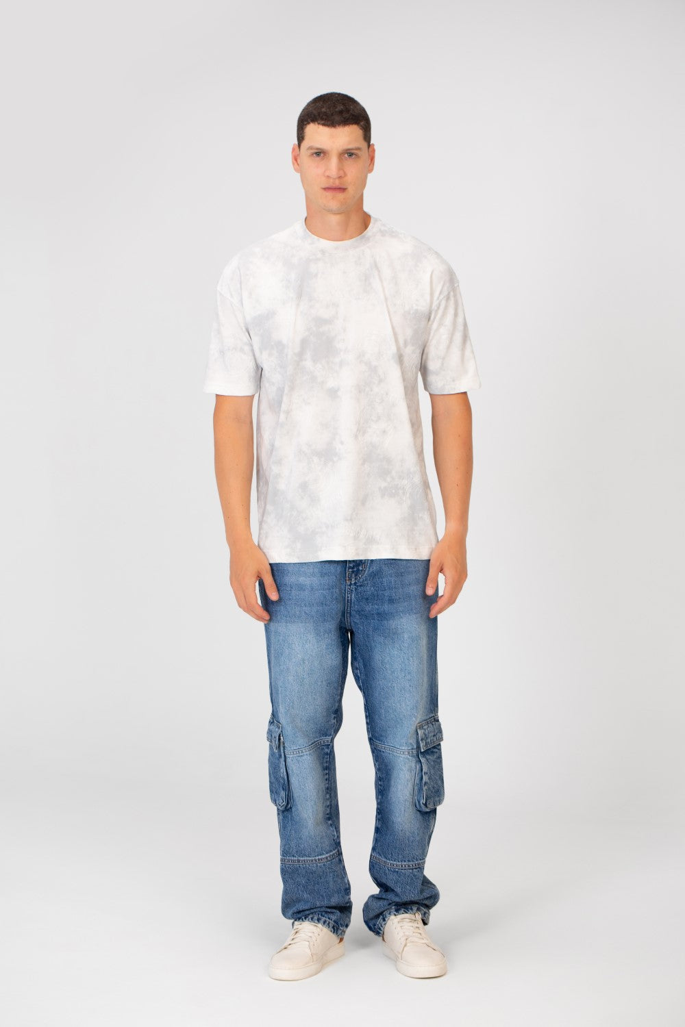 Men's Tie Die Oversized Crew Neck Short Sleeve T-Shirt With Bear Hugger Print