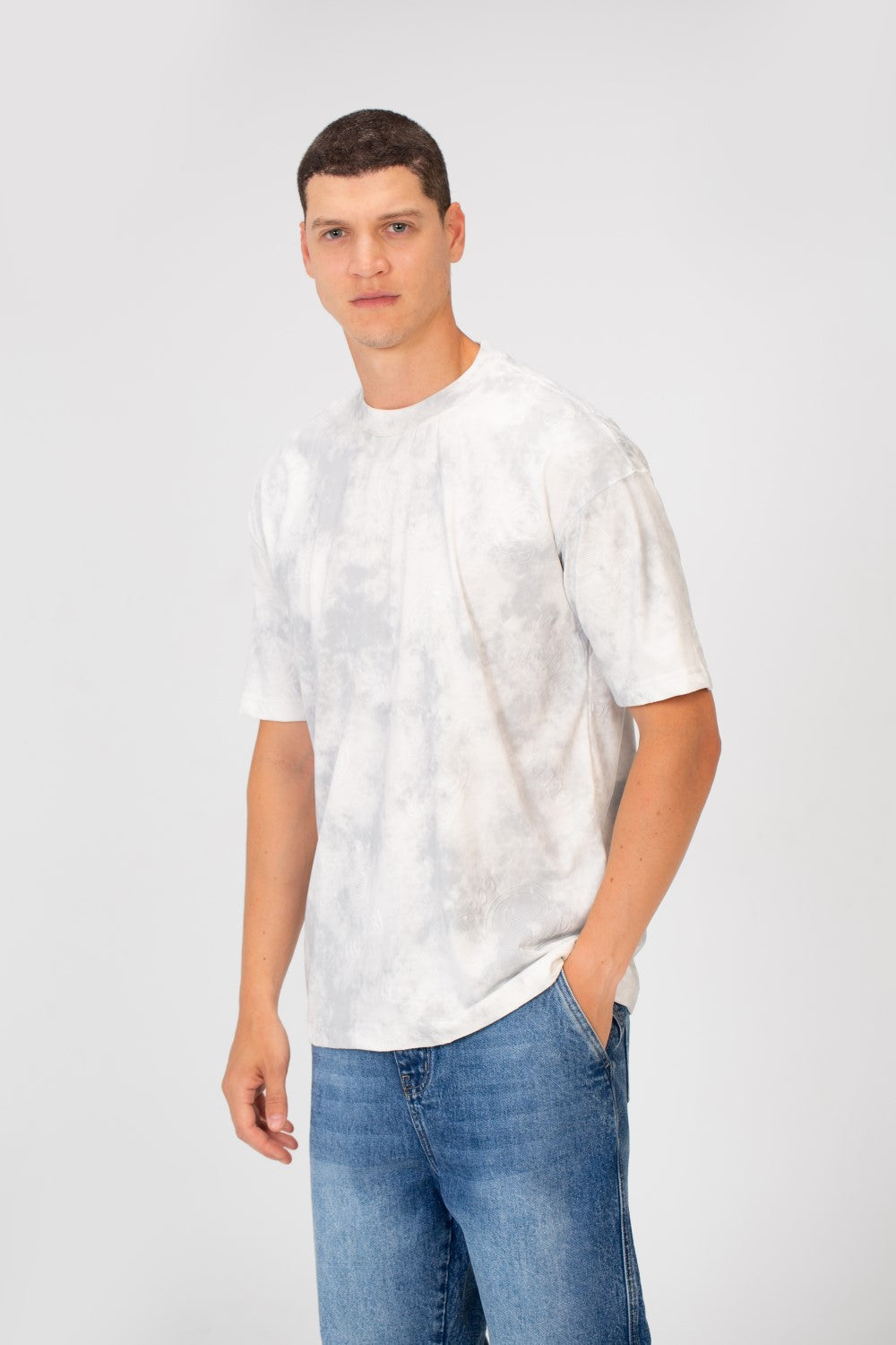 Men's Tie Die Oversized Crew Neck Short Sleeve T-Shirt With Bear Hugger Print