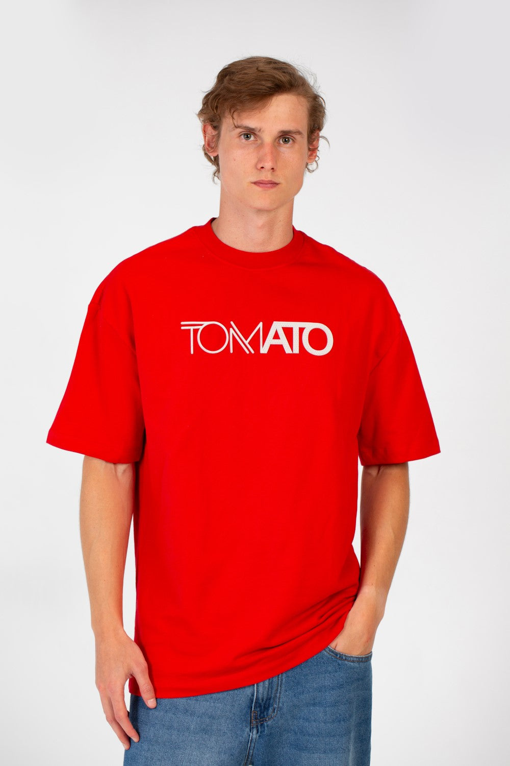 Men's Tomato Summer Milton Oversized Short Sleeve Crew Neck T-Shirt