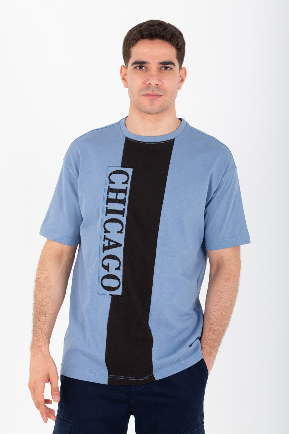 تي شيرت رجالي كبير الحجم برقبة دائرية مصنوع من قماش قابل للتهوية