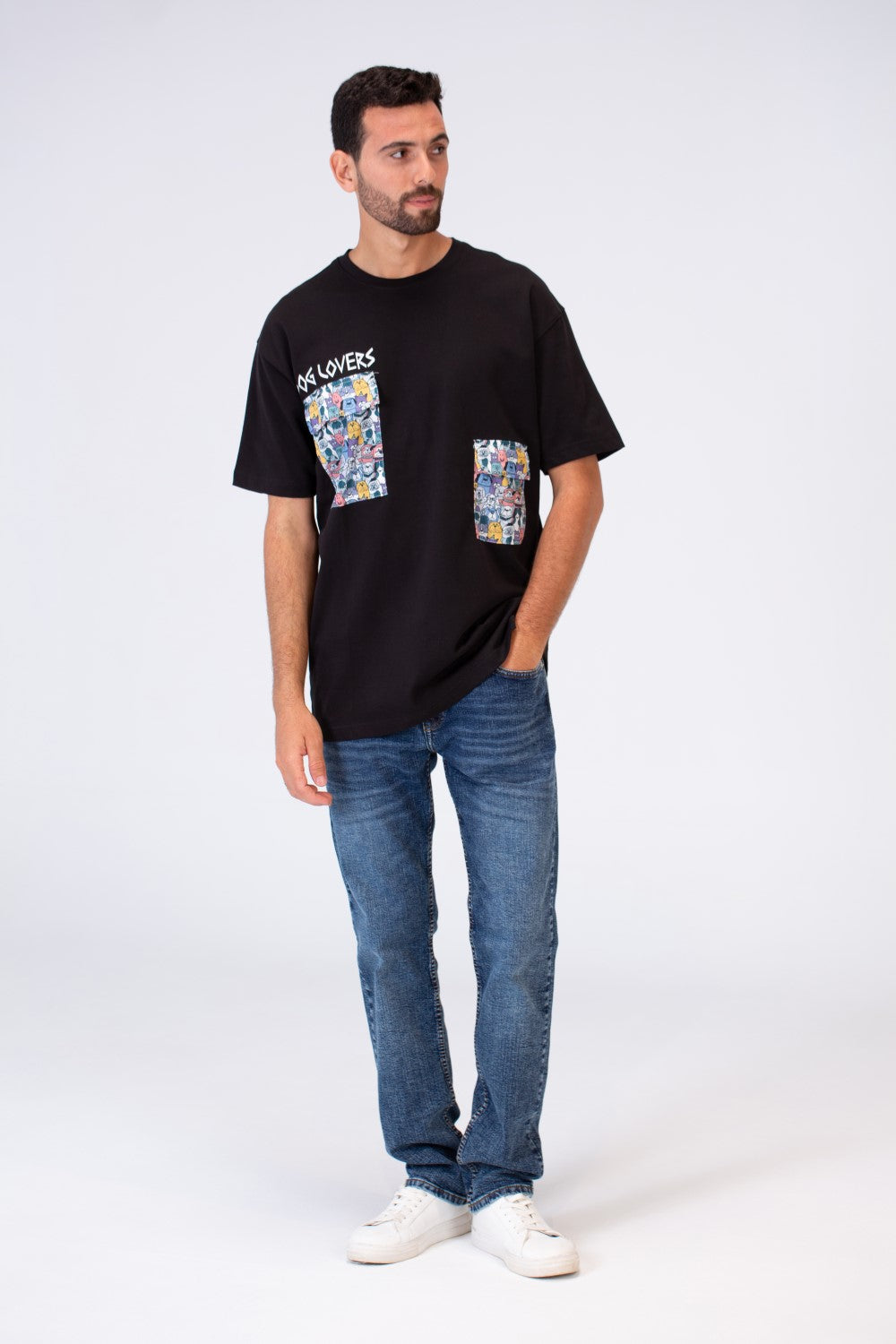 تي شيرت رجالي كاجوال كبير الحجم بأكمام قصيرة