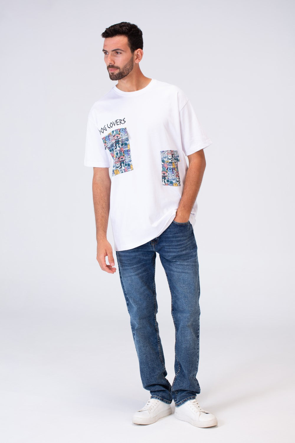 تي شيرت رجالي كاجوال كبير الحجم بأكمام قصيرة