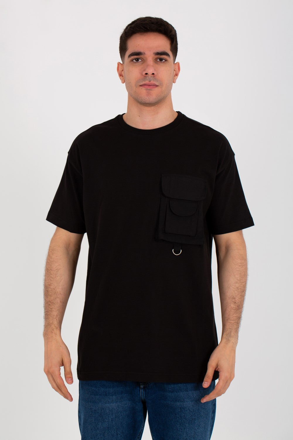 Mens Oversize Half Sleeves Round T-shirt With A Pocket On The Front