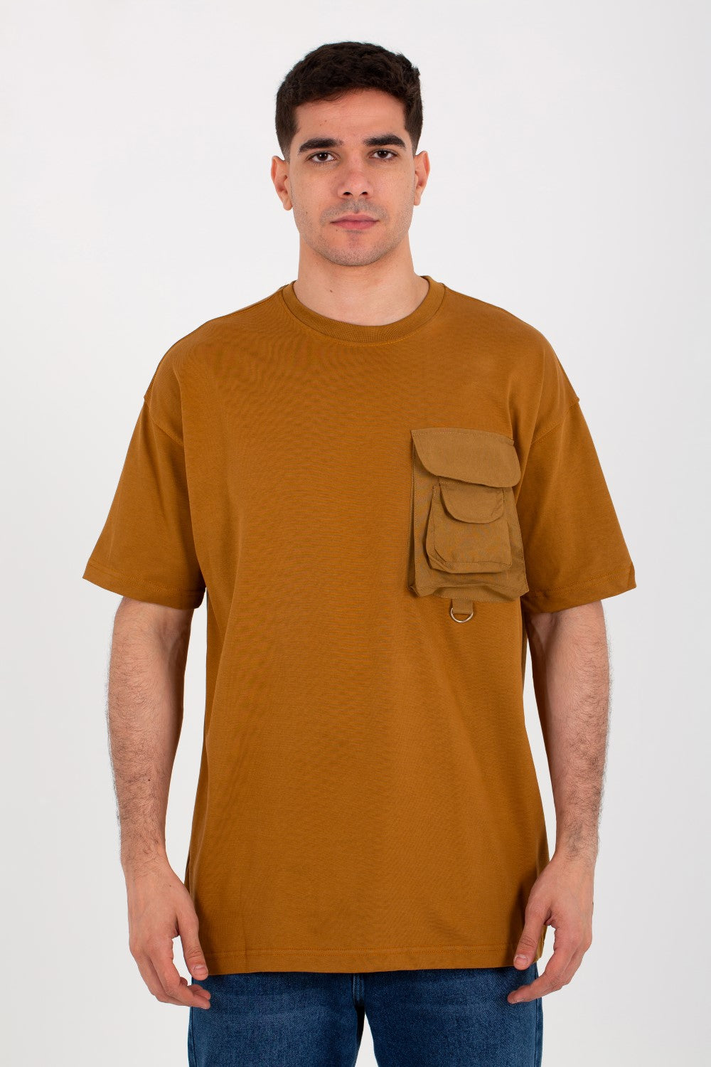 Mens Oversize Half Sleeves Round T-shirt With A Pocket On The Front