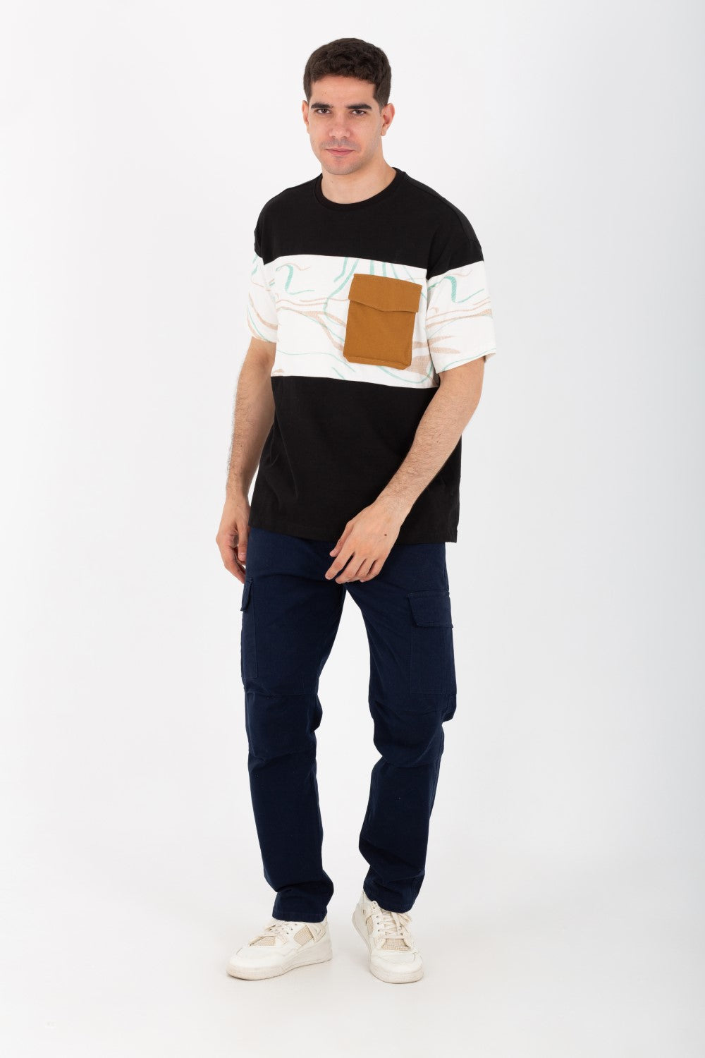 Mens Oversized Half sleeves T-shirt With A Round Neck And A Front Pocket