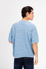 تي شيرت رجالي من قماش التريكو بأكمام قصيرة ورقبة دائرية