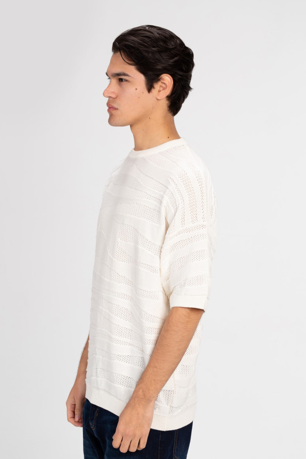 تي شيرت رجالي من قماش التريكو بأكمام قصيرة ورقبة دائرية