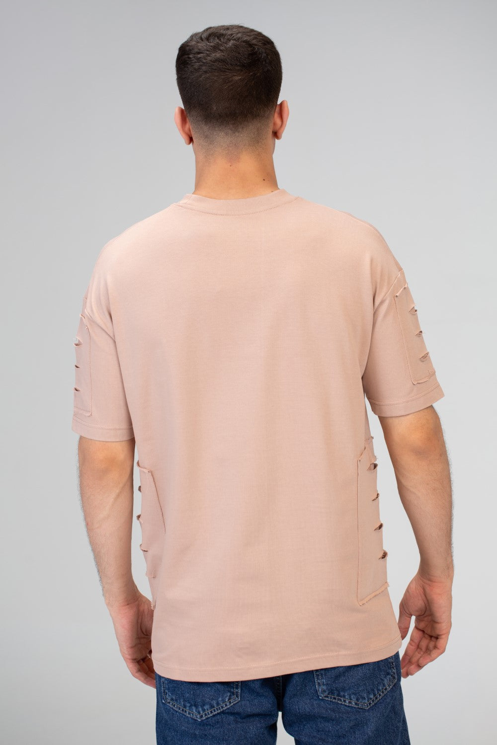 تي شيرت رجالي كبير الحجم بأكمام قصيرة ورقبة دائرية ومصنوع من مادة ميلتون