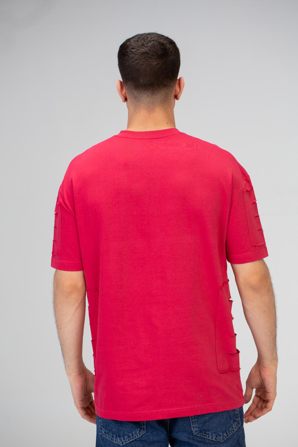 تي شيرت رجالي كبير الحجم بأكمام قصيرة ورقبة دائرية ومصنوع من مادة ميلتون