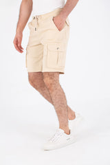 Mens Gabardine Shorts With Elastic Waistband And Modern Side Pockets