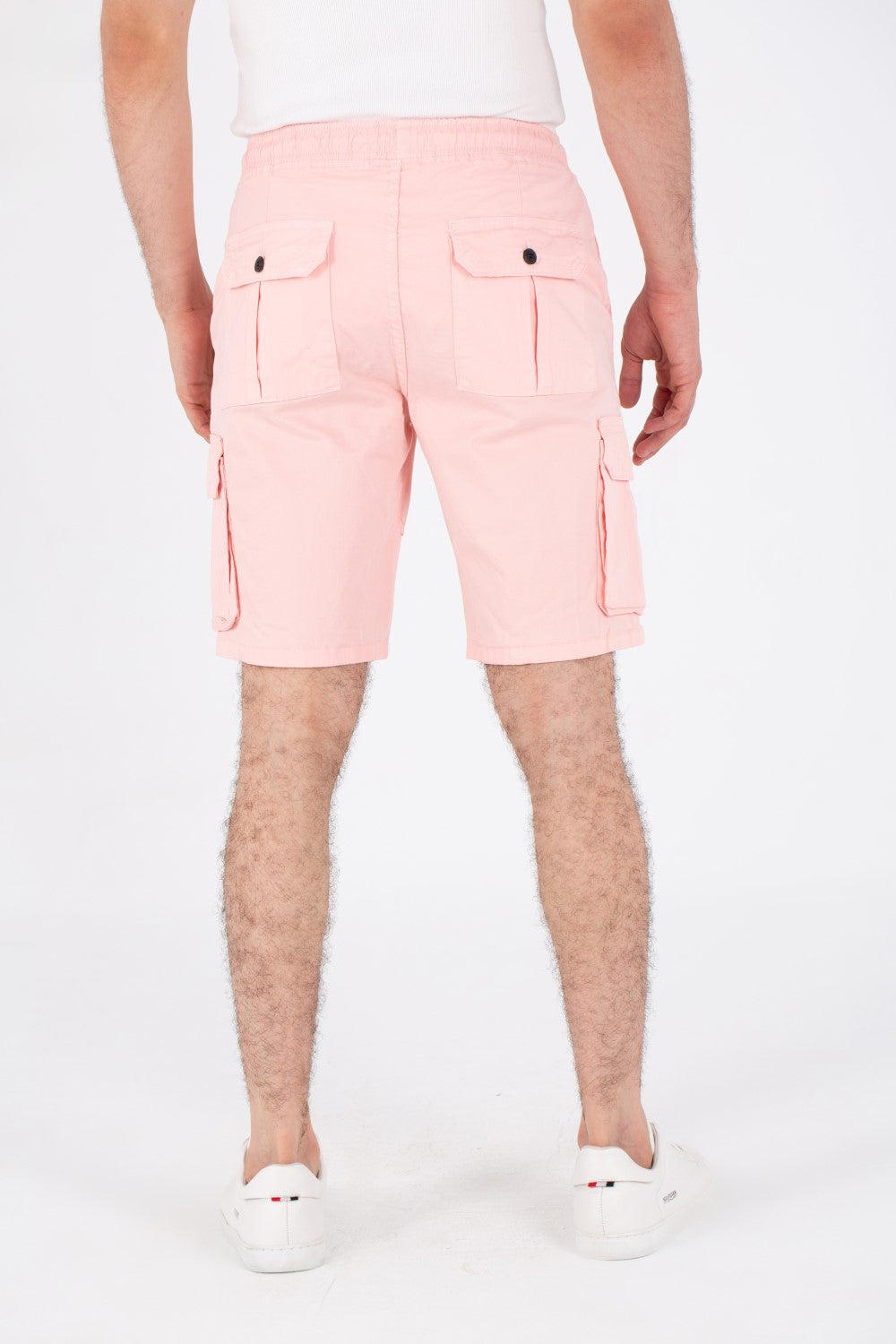 Mens Gabardine Shorts With Elastic Waistband And Modern Side Pockets