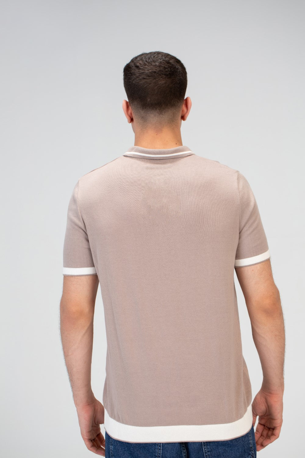 Mens Slim Fit Polo Trico T-Shirt With Zip Up Collar And Short Sleeves