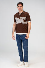 Mens Slim Fit Polo Trico T-Shirt With Zip Up Collar And Short Sleeves