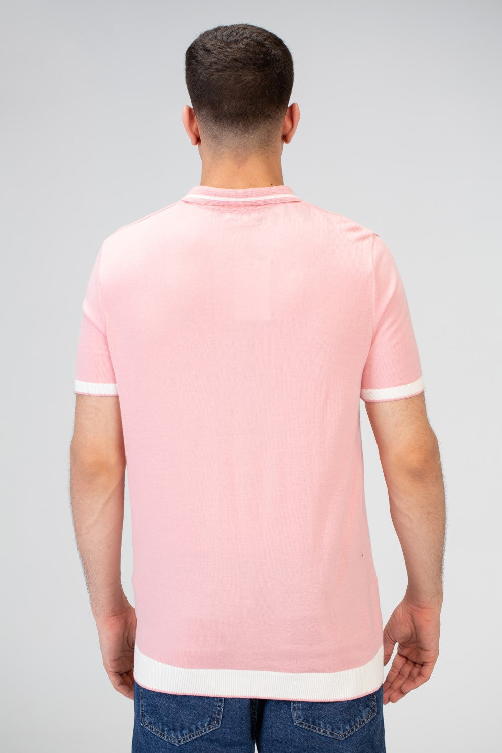 Mens Slim Fit Polo Trico T-Shirt With Zip Up Collar And Short Sleeves