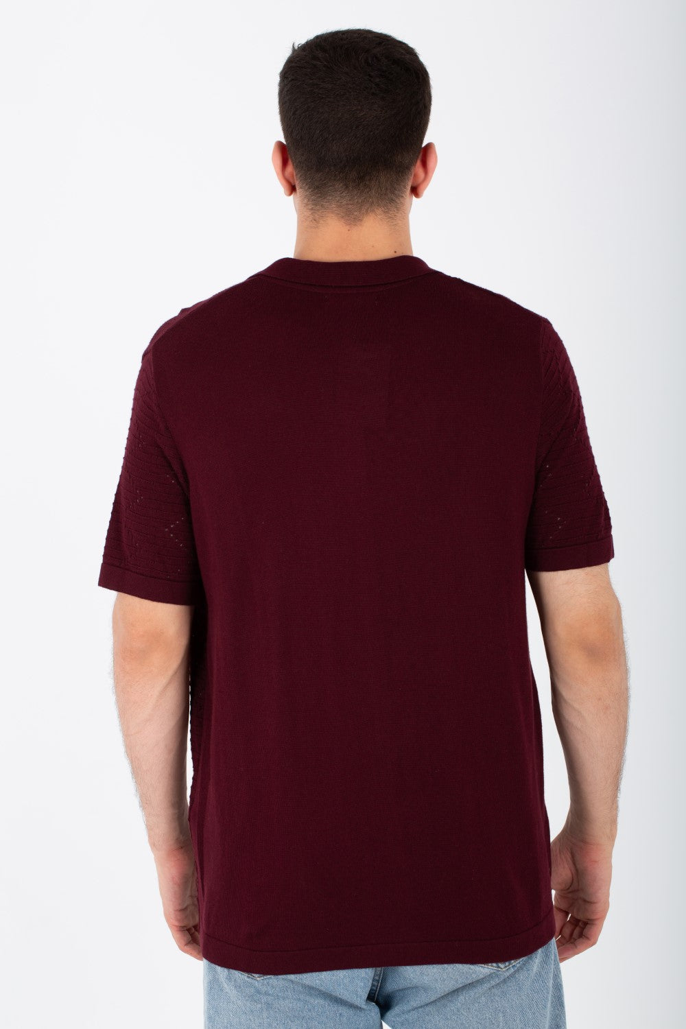 Mens Slim Fit Woven Trico Shirt With Short Sleeves And A Modern Fit