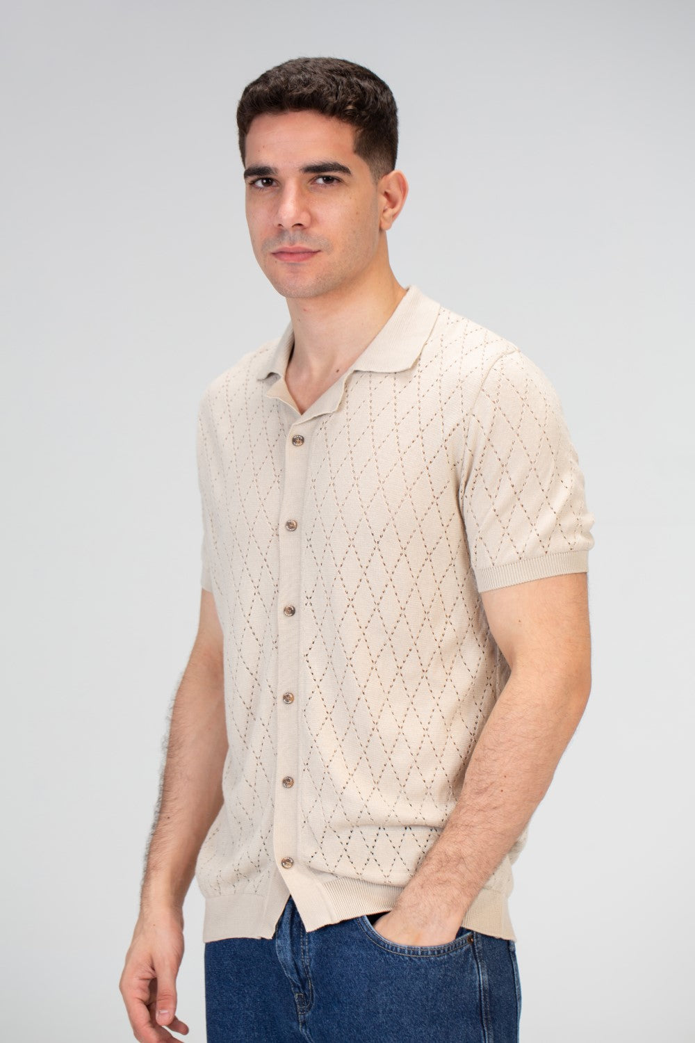 Mens Half Sleeve Trico Shirt With Comfortable Practical Material And A Unique Summer Cut