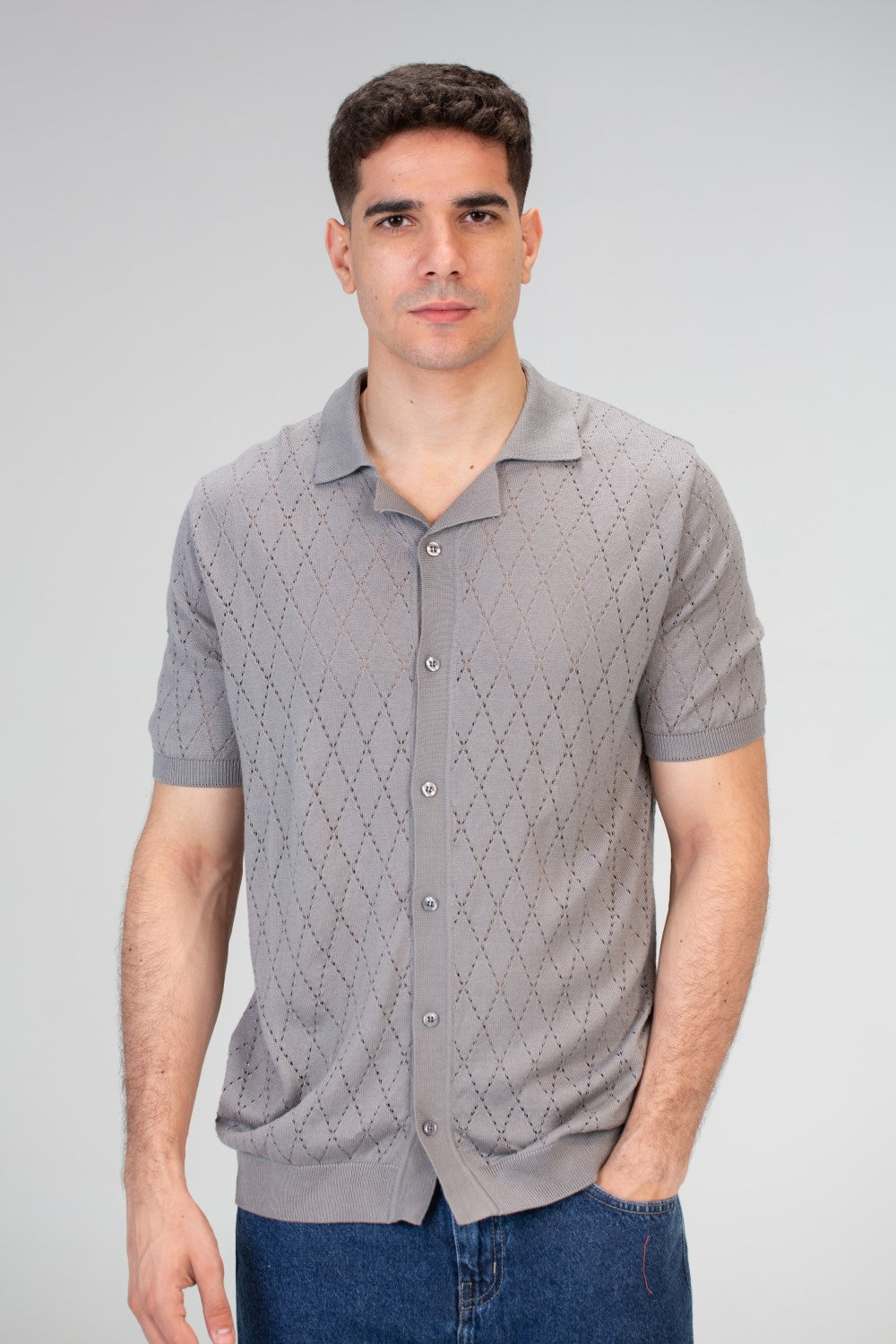 Mens Half Sleeve Trico Shirt With Comfortable Practical Material And A Unique Summer Cut