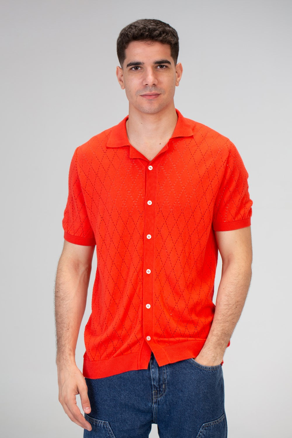 Mens Half Sleeve Trico Shirt With Comfortable Practical Material And A Unique Summer Cut