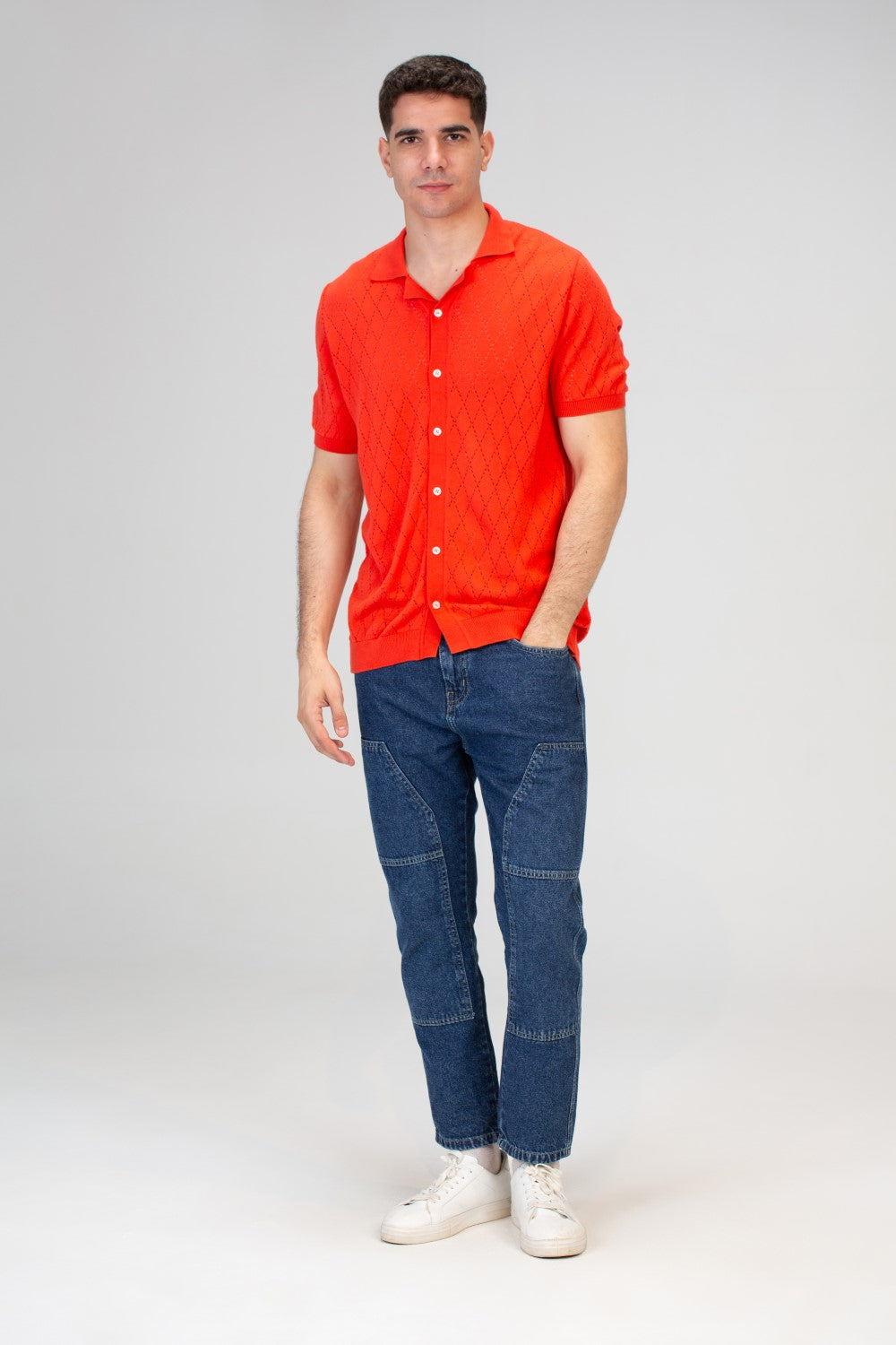 Mens Half Sleeve Trico Shirt With Comfortable Practical Material And A Unique Summer Cut