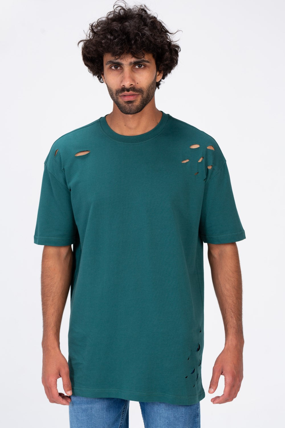 تي شيرت رجالي كبير الحجم بأكمام قصيرة ورقبة دائرية