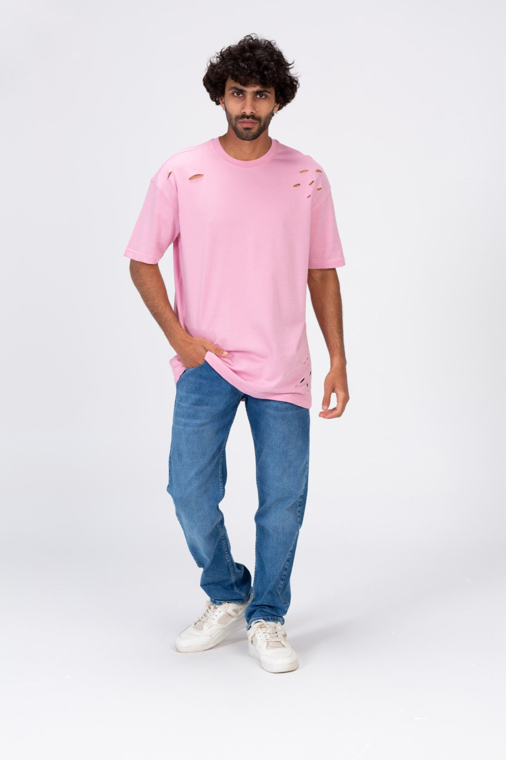 تي شيرت رجالي كبير الحجم بأكمام قصيرة ورقبة دائرية