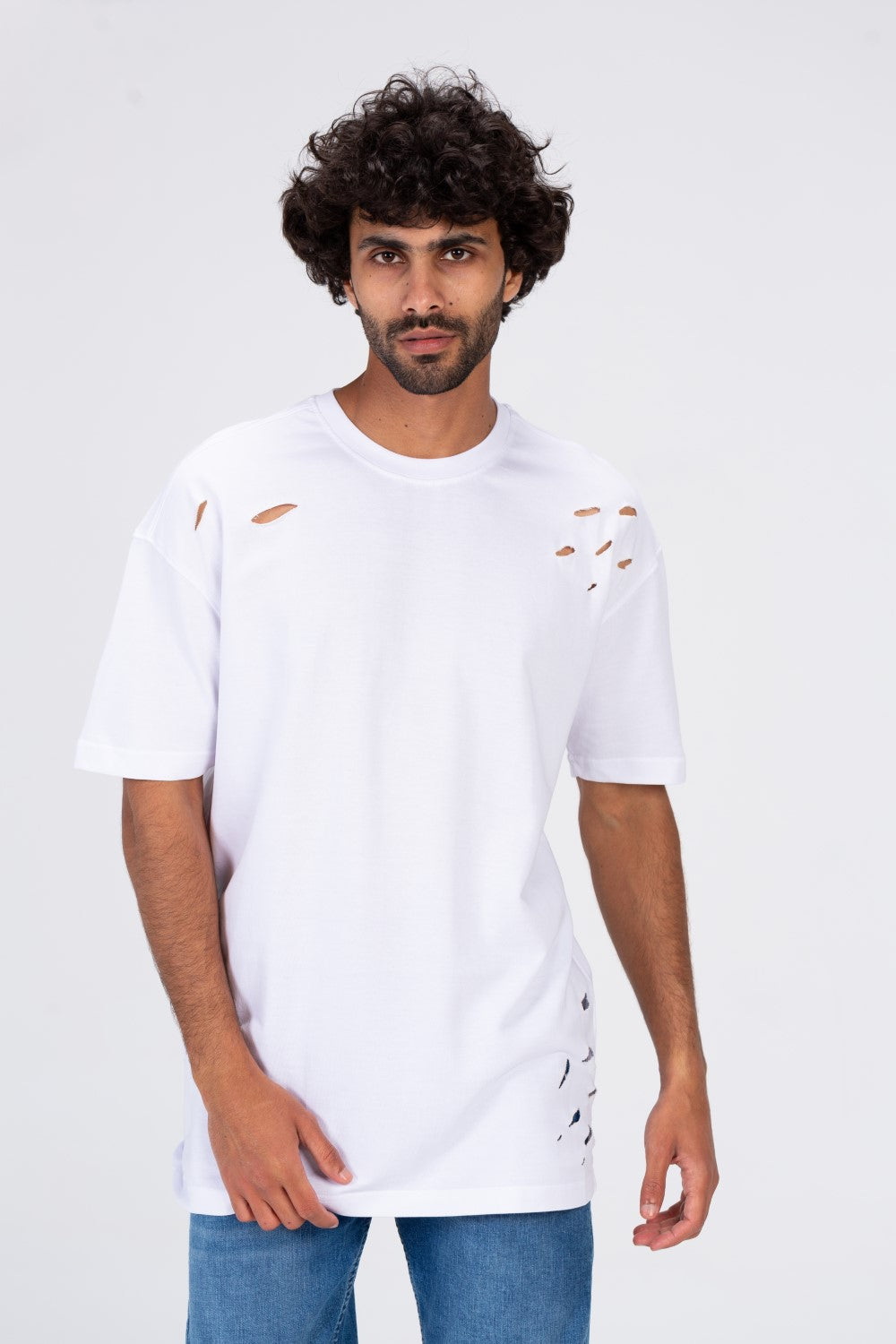 تي شيرت رجالي كبير الحجم بأكمام قصيرة ورقبة دائرية