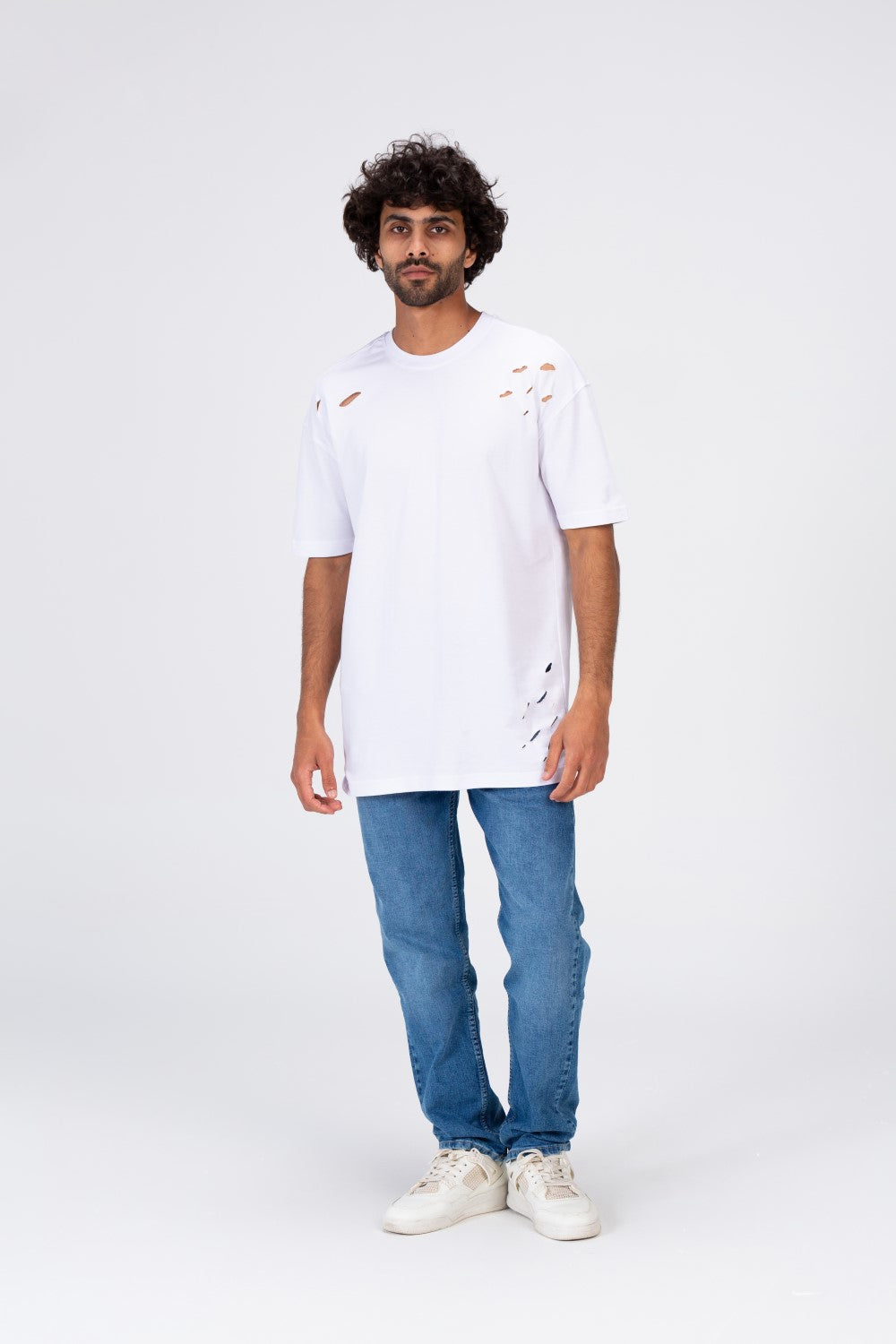 تي شيرت رجالي كبير الحجم بأكمام قصيرة ورقبة دائرية